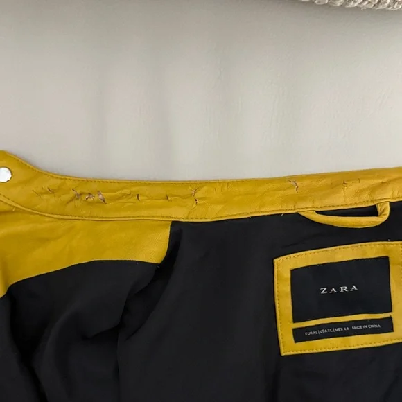 Zara Men's Mustard Leather Jacket - Picture 8 of 8